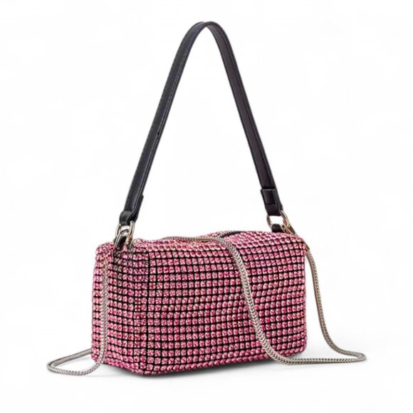 Unbranded NEW Pink Heiress Style Rhinestone Clutch Bag with crossbody strap - Picture 1 of 3